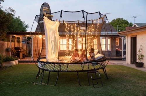 Cinema night on a trampoline