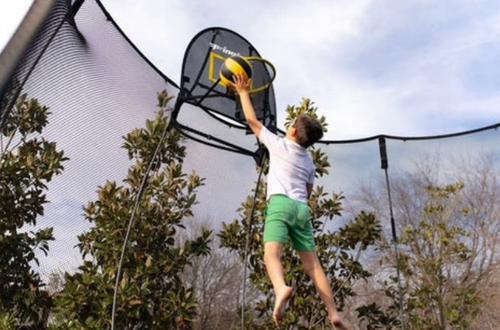 Trampoline basketball hoop